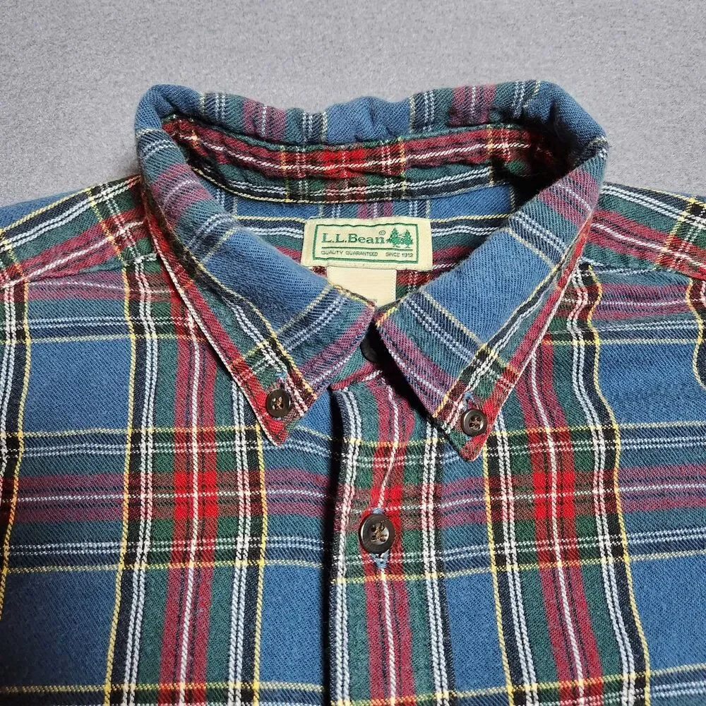L.L. Bean Flannel Shirt Men S Plaid Long Sleeve Button Front